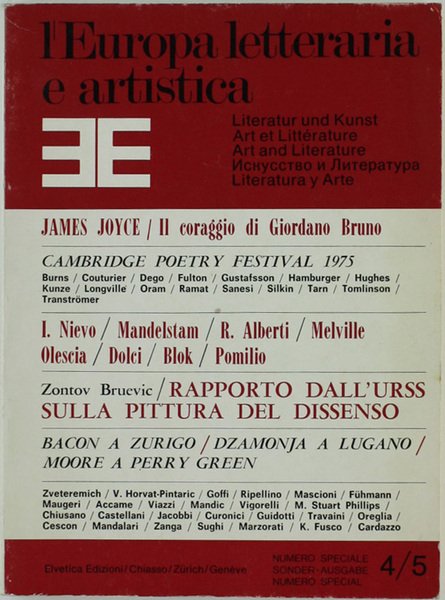 L'EUROPA LETTERARIA E ARTISTICA. Anno I N.4/5. Maggio-giugno 1975.