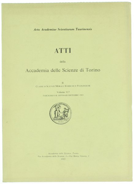ATTI della Accademia delle Scienze di Torino: Volume 117 - …