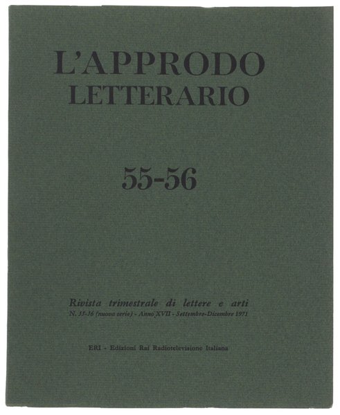 L'APPRODO LETTERARIO. N. 55/56 - Settembre/Dicembre 1971. Rivista trimestrale di … | Immagine principale