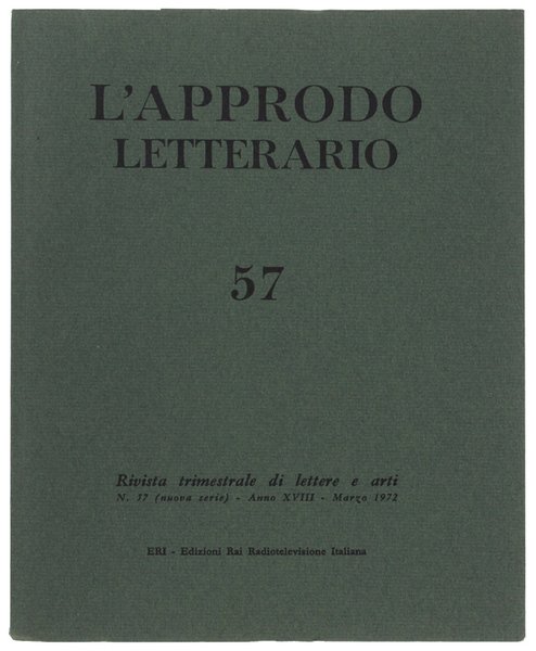L'APPRODO LETTERARIO. N. 57 - Marzo 1972. Rivista trimestrale di … | Immagine principale
