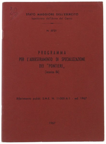 PROGRAMMA PER L'ADDESTRAMENTO DI SPECIALIZZAZIONE DEI "PONTIERI" (incarico 84)