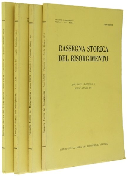RASSEGNA STORICA DEL RISORGIMENTO. Annata completa 1994 (anno LXXXI).