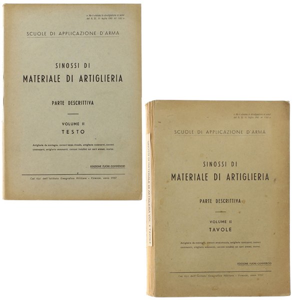 SINOSSI DI MATERIALE DI ARTIGLIERIA. Parte descrittiva, Volume II: TESTO …