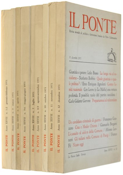 IL PONTE. Annata 1971 completa. Rivista di politica e letteratura fondata da Piero Calamandrei.