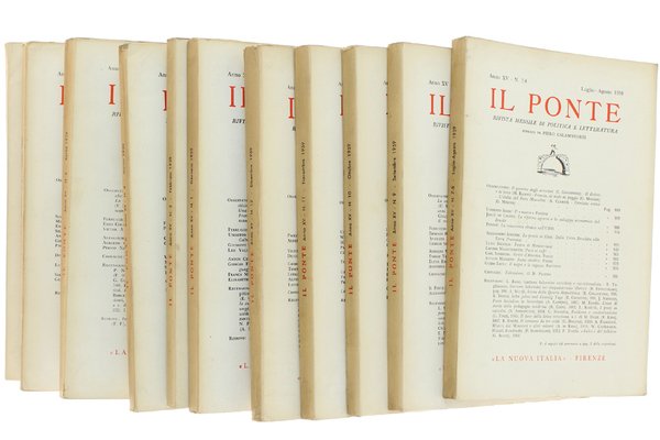 IL PONTE. Annata 1959 completa. Rivista di politica e letteratura fondata da Piero Calamandrei.