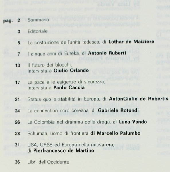 OCCIDENTE. Questioni della democrazia nell'area atlantica. N. 2 - 1990.