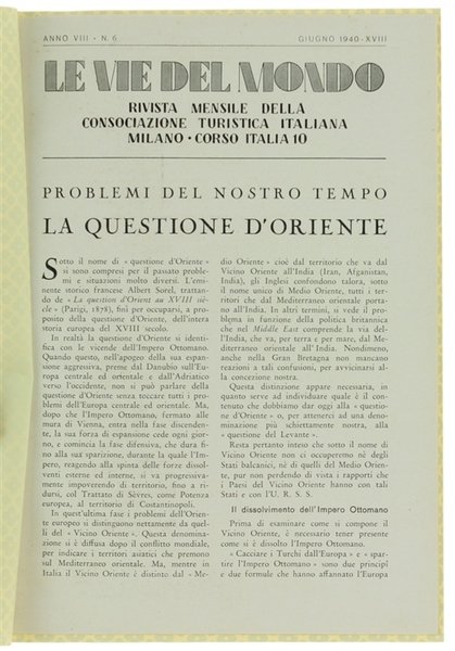 LA QUESTIONE D'ORIENTE. Problemi del nostro tempo.