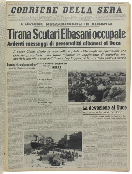 CORRIERE DELLA SERA. Dal 1 aprile al 31 agosto 1939.