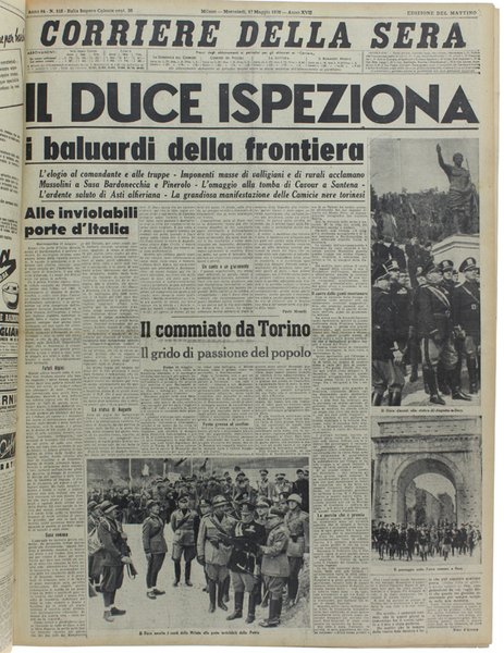 CORRIERE DELLA SERA. Dal 1 aprile al 31 agosto 1939.