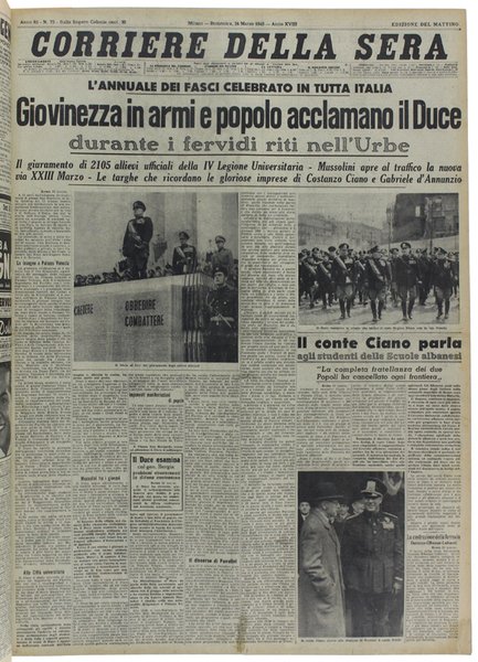 CORRIERE DELLA SERA. Dal 9 gennaio al 31 maggio 1940.
