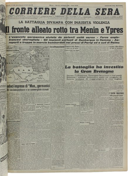 CORRIERE DELLA SERA. Dal 9 gennaio al 31 maggio 1940.