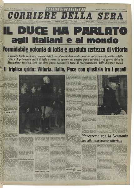 CORRIERE DELLA SERA. Dal 12 febbraio al 31 marzo 1941.