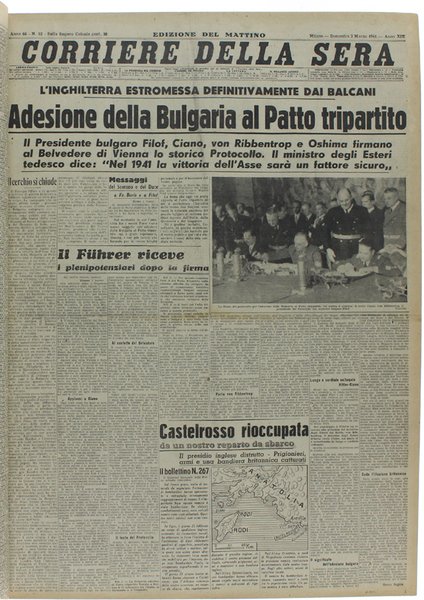 CORRIERE DELLA SERA. Dal 12 febbraio al 31 marzo 1941.