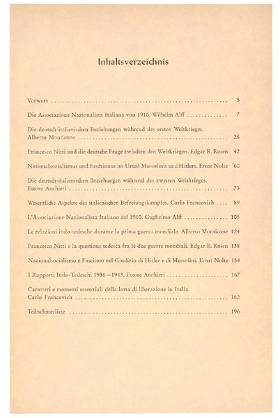 FASCHISMUS - NATIONALSOZIALISMUS. Ergebnisse und Referate del 6. italienisch-deutschen Historiker …