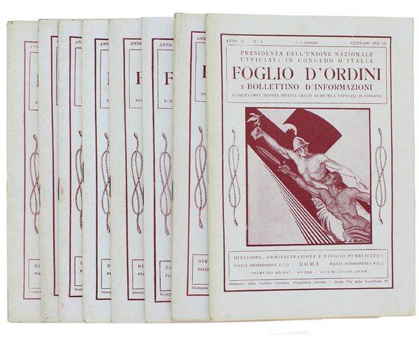 FOGLIO D'ORDINI E BOLLETTINO D'INFORMAZIONI. Anno 1931-X, N. 1, 2, …