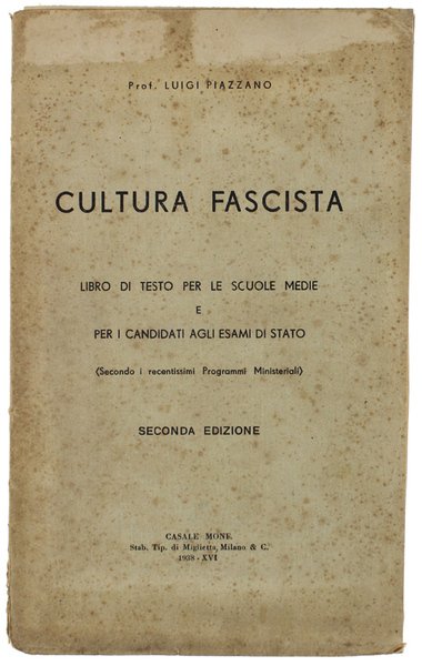 CULTURA FASCISTA. Libro di testo per le scuole medie e …