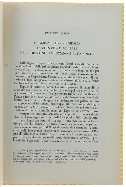 GUGLIELMO PECORI-GIRALDI GOVERNATORE MILITARE DEL "TRENTINO, AMPEZZANO E ALTO ADIGE". | Immagine principale