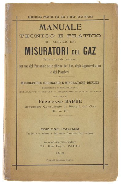 MANUALE TECNICO E PRATICO DEL SERVIZIO DEI MISURATORI DEL GAZ … | Immagine principale
