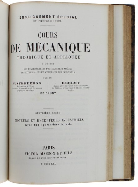 COURS DE MECANIQUE THEORIQUE ET APPLIQUEE à l'usage des établissements …