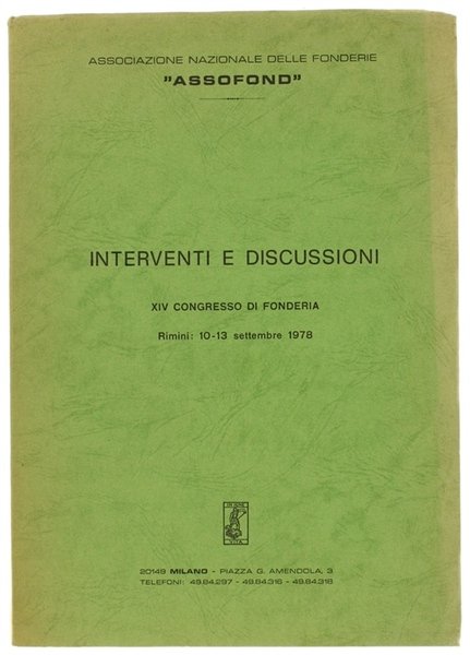14° CONGRESSO DI FONDERIA - INTERVENTI E DISCUSSIONI. Rimini: 10-13 … | Immagine principale