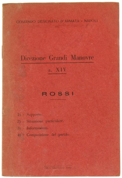 DIREZIONE GRANDI MANOVRE. a. XIV - ROSSI.