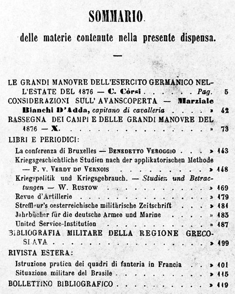 RIVISTA MILITARE ITALIANA. Dispensa IV - Aprile 1877.