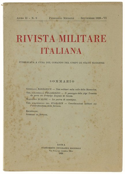RIVISTA MILITARE ITALIANA. Anno II - N. 9 - Settembre … | Immagine principale