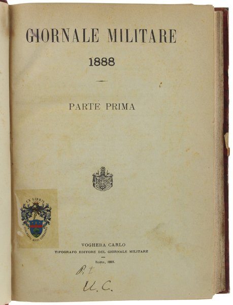 GIORNALE MILITARE 1888. Parte Prima.