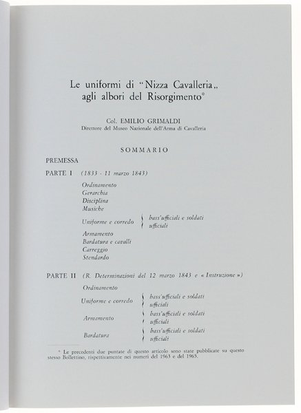 LE UNIFORMI DI "NIZZA CAVALLERIA" AGLI ALBORI DEL RISORGIMENTO.
