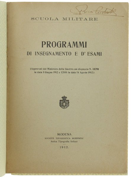 PROGRAMMI DI INSEGNAMENTO E D'ESAMI.