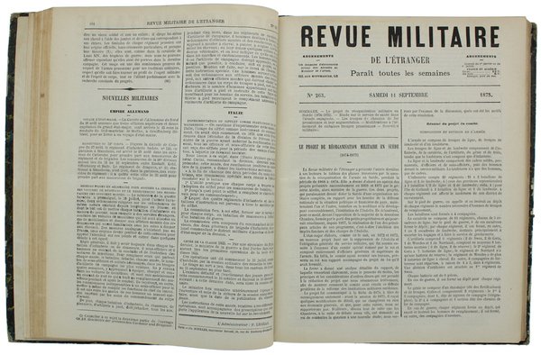 REVUE MILITAIRE DE L'ETRANGER - 1875. 1er semestre (N. 217 …
