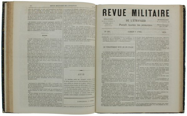 REVUE MILITAIRE DE L'ETRANGER - 1876. 1er semestre (N.279 à …