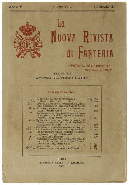 LA NUOVA RIVISTA DI FANTERIA. Marzo 1912 - Fascicolo III.