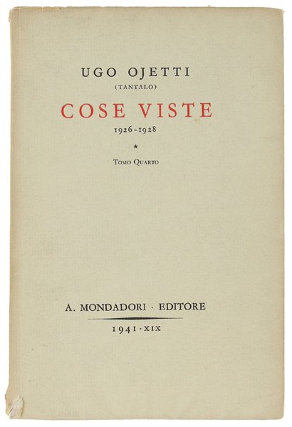 COSE VISTE. Tomo Quarto - 1926-1928 | Immagine principale