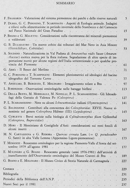 RIVISTA PIEMONTESE DI STORIA NATURALE. Volume III - Anno 1982.