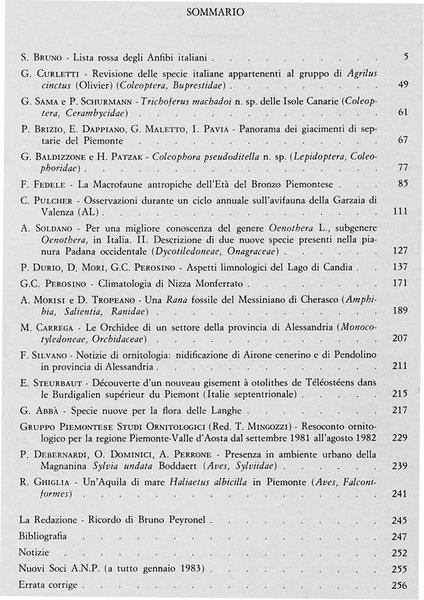 RIVISTA PIEMONTESE DI STORIA NATURALE. Volume IV - Anno 1983.