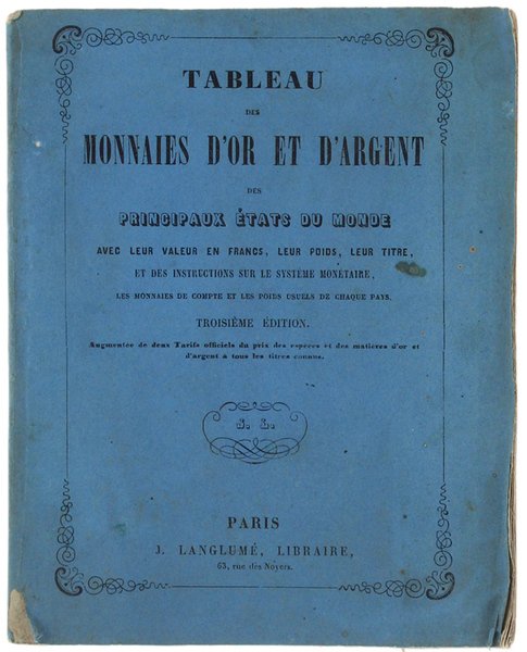 TABLEAU DES MONNAIES D'OR ET D'ARGENT DES PRINCIPAUX ETATS DU …