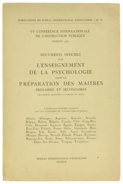 DOCUMENTS OFFICIELS SUR L'ENSEIGNEMENT DE LA PSYCHOLOGIE DANS LA PREPARATION …