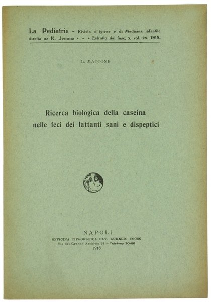 RICERCA BIOLOGICA DELLA CASEINA NELLE FECI DEI LATTANTI SANI E …