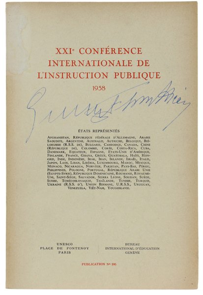 XXI CONFERENCE INTERNATIONALE DE L'INSTRUCTION PUBLIQUE - 1958.