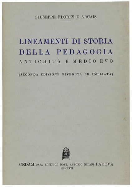 LINEAMENTI DI STORIA DELLA PEDAGOGIA. Antichità e Medio Evo. | Immagine principale