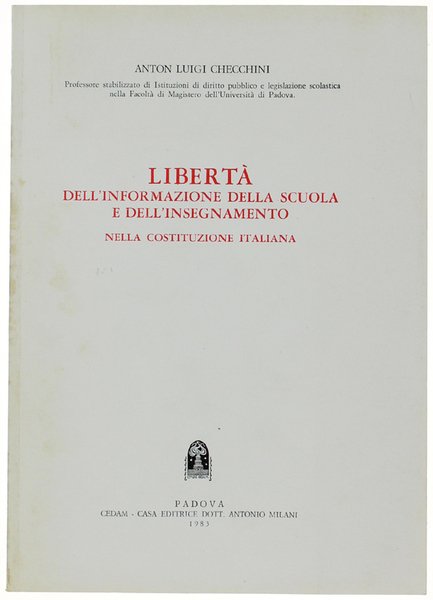 LIBERTA' DELL'INFORMAZIONE DELLA SCUOLA E DELL'INSEGNAMENTO NELLA COSTITUZIONE ITALIANA. | Immagine principale