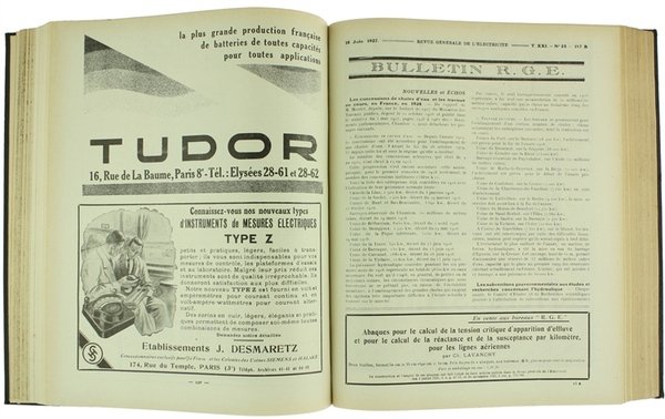 Revue Générale de l'Electricité - BULLETIN R.G.E. Tome XXI - …
