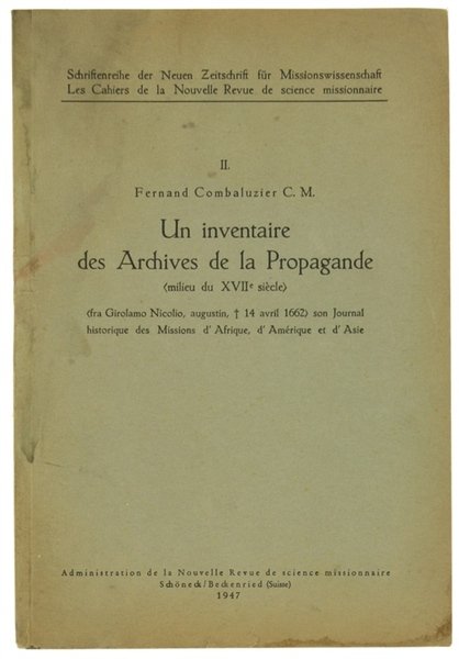 UN INVENTAIRE DES ARCHIVES DE LA PROPAGANDE - milieu du … | Immagine principale