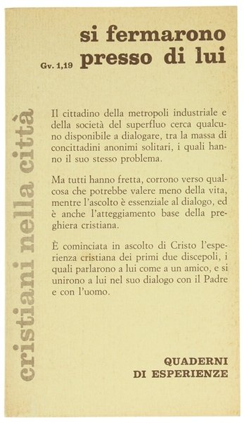 SI FERMARONO PRESSO DI LUI. Gv. 1,19. Momenti di un … | Immagine principale