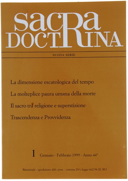 SACRA DOCTRINA. Rivista di teologia. N. 1, Gennaio/Febbraio 1999.