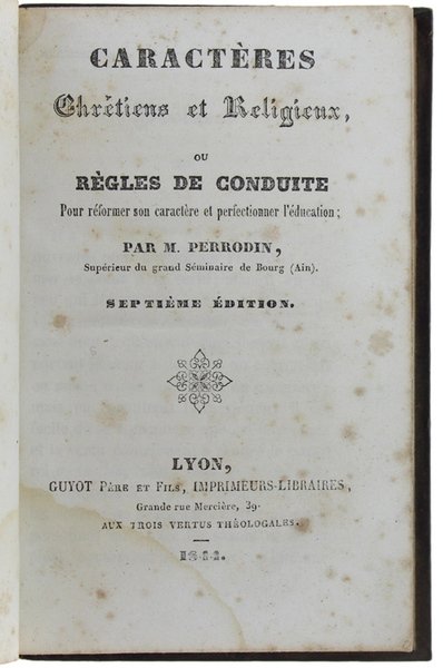 CARACTERES CHRETIENS ET RELIGIEUX.