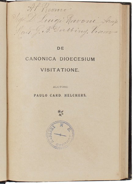 DE CANONICA DIOCESIUM VISITATIONE. Cum appendice De Visitatione Sacrorum Liminum.