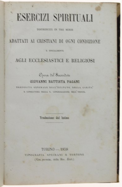 ESERCIZI SPIRITUALI DISTRIBUITI IN TRE SERIE adattati ai cristiani di …