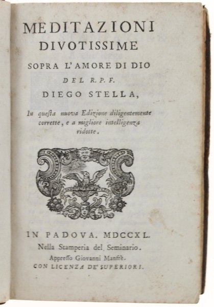 MEDITAZIONI DIVOTISSIME SOPRA L'AMORE DI DIO.